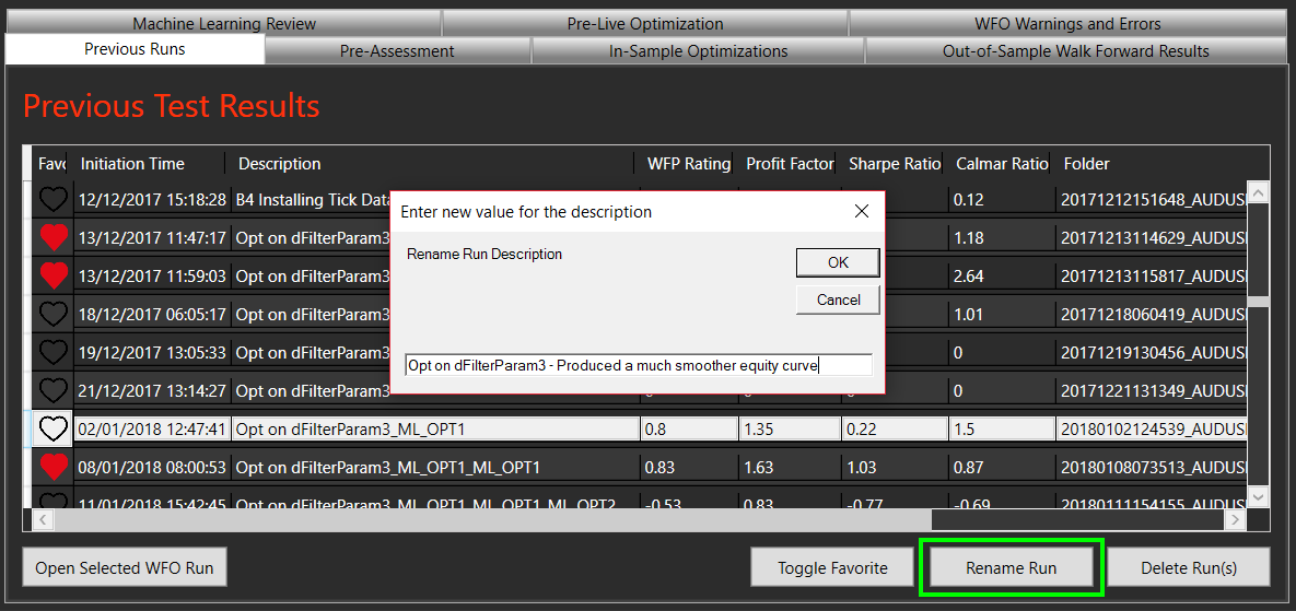 Deleting WFO Backtests