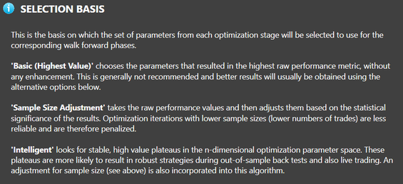 Optimization Selection Basis Descriptions
