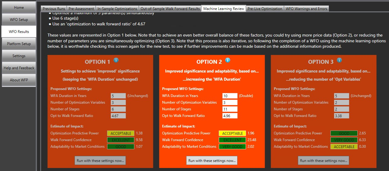 Machine Learning Module - Optimal walk forward analysis settings - Option 2 Machine Learning Module - Optimal walk forward analysis settings - Option 2